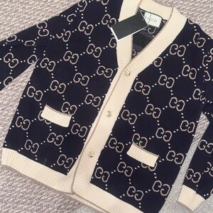 Gucci Black and Vanilla Logo Cardigan
